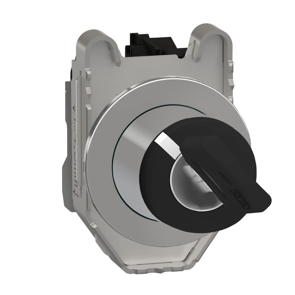 Schneider Electric Harmony XB4, Key switch selector flush mounted, metal, black, Ø30, key n°455, 2 positions, stay put, 1 NO