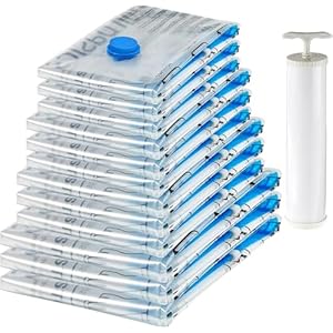 Amazonベーシック 真空 衣類圧縮袋 掃除機不要 ハンドポンプ付き 衣類 収納