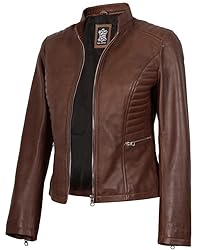 Decrum Brown Motorcycle Jacket Women - Leather