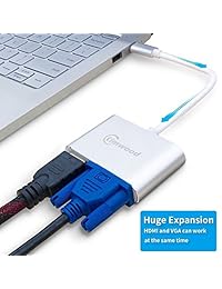 USB C y HDMI, VGA, kimwood 2 y 1 4K UHD USB Tipo C y HDMI, VGA, adaptador (compatible con Thunderbolt 3) para 2017 2016 MacBook Pro, iMac 2017, Chromebook Pixel, Galaxy S8   S8 + y Más