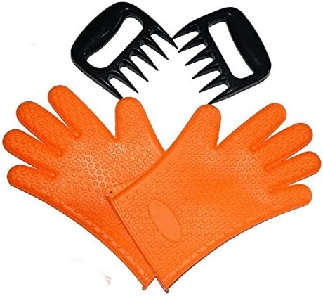 Silicone Grilling Gloves &amp; Pulled Pork Bear Claws Set - Heat Resistant BBQ Grill Accessories &amp; Barbecue Tools (Gloves + Claws)