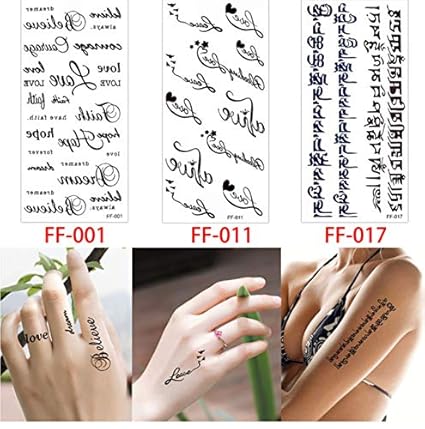 Slldyax 3pcs Lot Lettre Décalque Tatouage Temporaire Lotus