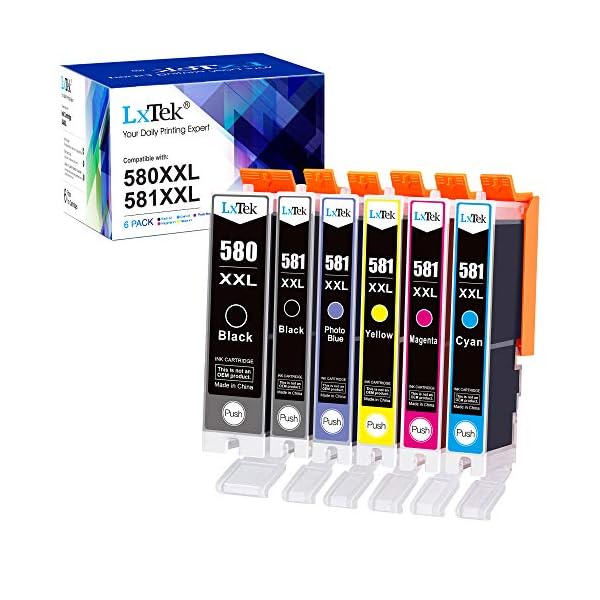 LxTek Kompatibel Tintenpatrone als Ersatz für Canon PGI-580 XXL CLI-581 XXL für Pixma TS8150 TS8151 TS8152 TS8250 TS8251 TS8252 TS9150 (Foto Schwarz, Schwarz, Cyan, Magenta, Gelb, Foto Blau, 6er-Pack)