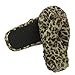 Anti-slip Indoor House Flip Flop Slippers, Home Slipper Womens Flurry Plush Anti-slip Slip-On Thong Shoes,Brown Leopard Fringes US 7/8