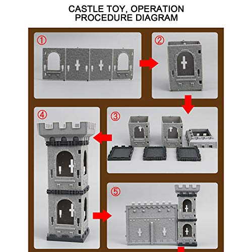 BAULMD Ritter und Schlösser Werden Modell Set, Militär Assembled Castle mit Zubehör gebaut, Kinder Ritterburg Königreich Burg Schloss, DIY Burgtor Spielzeug – Bild 6