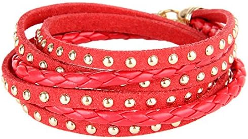 YIRUI SP Genuine Leather Wrap Bracelet Golden Rivet Multi-Wrapped Bangle Bracelet With Adjustable Tail Chain |Multiple Colors Available Women Or Men