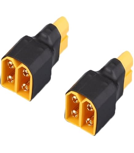 Riertostng Lot de 2 câbles de connexion de batterie parallèle XT60, 14 AWG, 1 mâle vers 2 femelles, 10 cm pour quadricoptère RC
