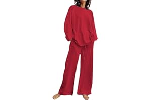 WKSCLPAI Two Piece Outfits for Women Casual Going Out Travel Sets Comfy Loose Lounge Set Shirts Tops Wide Leg Pants Sweatsuit