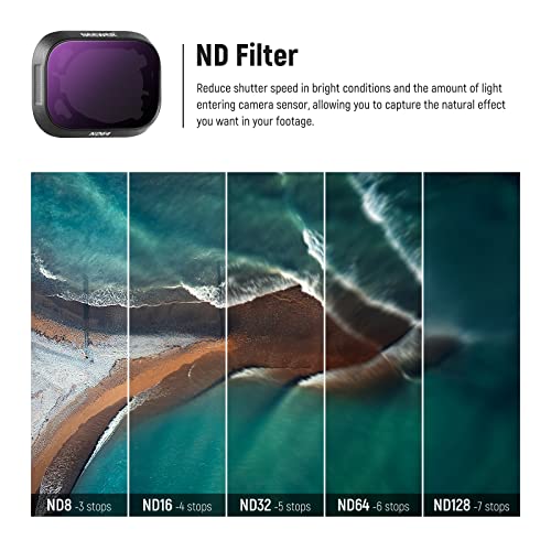 NEEWER ND Filter Set Compatible with DJI Mini 3/DJI Mini 3 Pro, Neutral Density Filter Drone Lens Accessories with Lightweight Frames&HD Multi-Coated Optical Velter, 6pcs CPL ND8 ND16 ND32 ND64 ND128