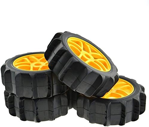 Rowiz Pentagram Wheel Rims Soft Tires for RC 1:8 Off Road Car Yellow Pack of 4
