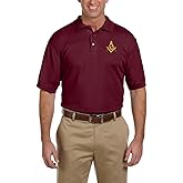 Gold Square & Compass Embroidered Masonic Men's Polo Shirt
