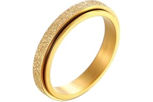 PAURO Women's & Men's 2mm/4mm/6mm/8mm Stainless Steel Multi Colors Sandblast Finish Lucky Worry Ring Band