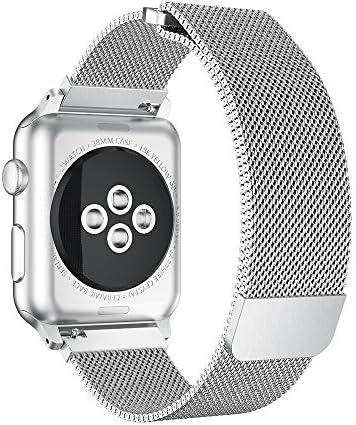 Compatible for Apple Watch Band Series 4/3 / 2/1, Milanese Stainless Steel Replacement Band Strap for Iwatch Apple Watch Bracelet Accessories (Silver, 38mm)