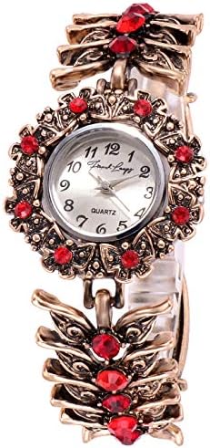 French Loops Red Stone Studded Analogue Bracelet Watch For Women_FrenchloopsWW2
