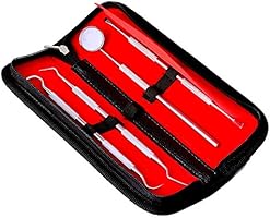 Dental Care Kit for Plaque Removal 4 Piece Tool Set Including Dentist Mirror and Tartar Scrapers and Tooth Picks...