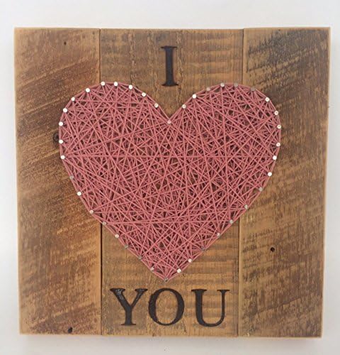 Large Pink I LOVE YOU string art heart sign for Father's Day, Weddings, Birthdays and 5 Year Anniversary gifts.