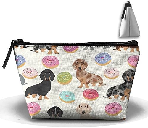 Dachshund Puppy Trapezoid Toiletry Bag Cosmetic Bag Smooth Zipper For Couple Accessories Pouch