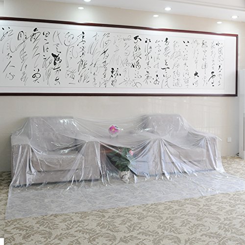 TopSoon Plastic Drop Cloth 9-Feet by 12-Feet Clear Tarp Plastic Painting Tarp Plastic Sheeting Waterproof Patio Furniture Cover