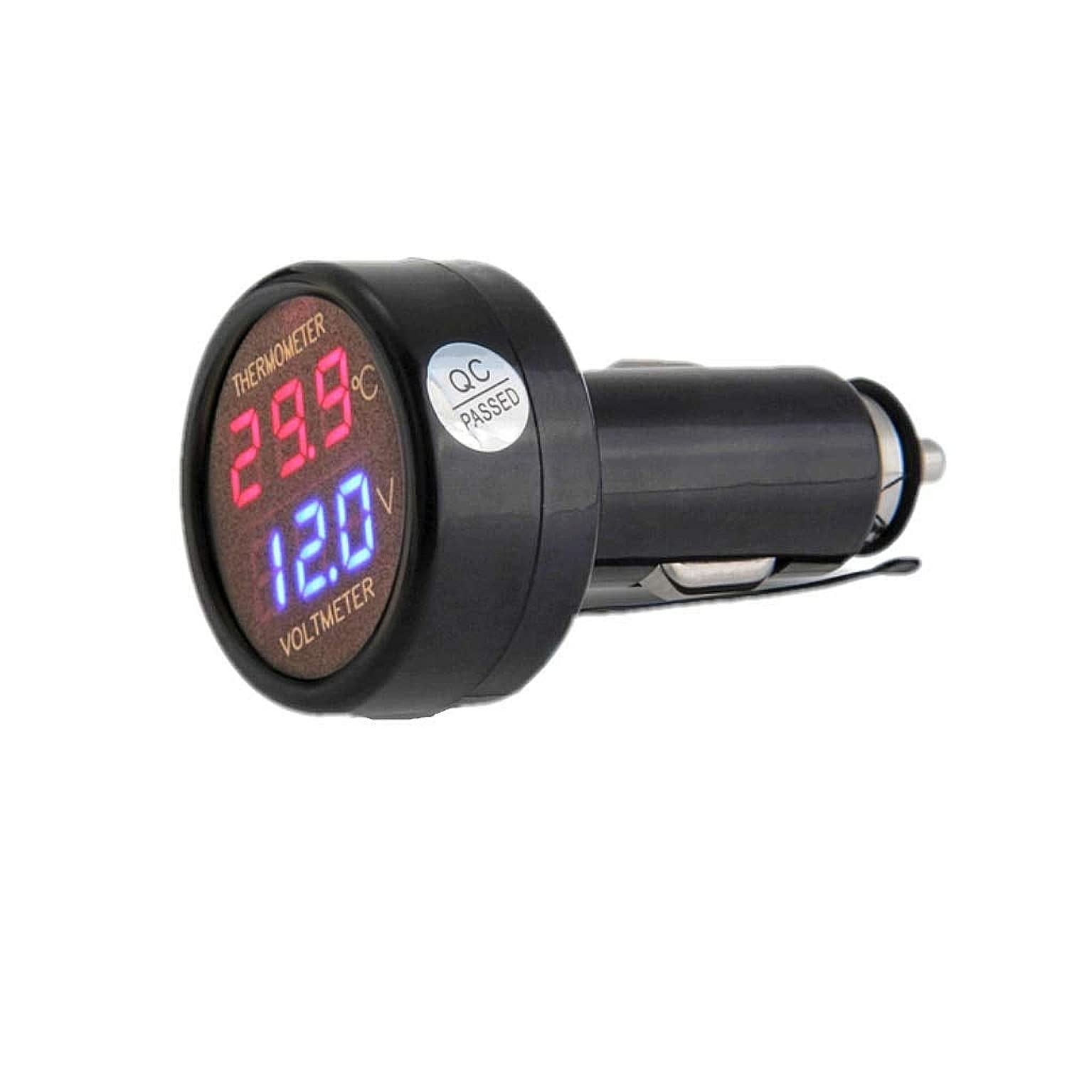 JZK 2 in 1 car truck bus voltmeter & thermometer display, 12v 24v battery voltage temperature meter monitor tester gauge indicator
