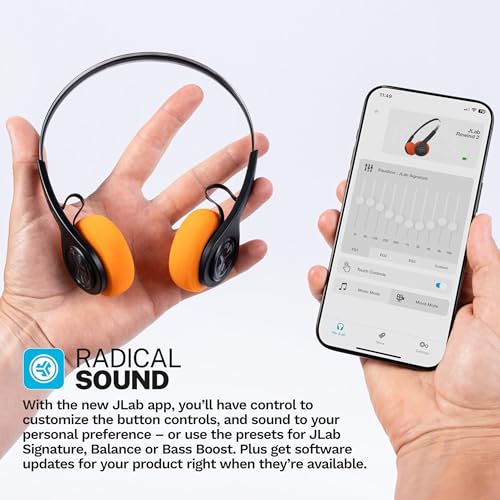 JLab, Rewind 2, Retro Wireless on-Ear Headphones, Bluetooth multipoint, EQ3, Google Fast Pair, Be Aware, Wireless Sharing, Black