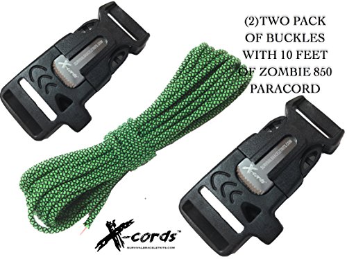 X-CORDS Paracord Fire Starter Buckle Flint Buckle Whistle Buckle Combo Fits all Paracord 550 750 and 850 Cord