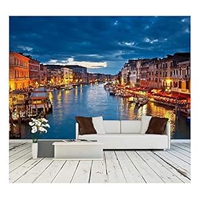 Grand Canal at Night, Venice - Removable Wall Mural | Self-Adhesive Large Wallpaper - 66x96 inches