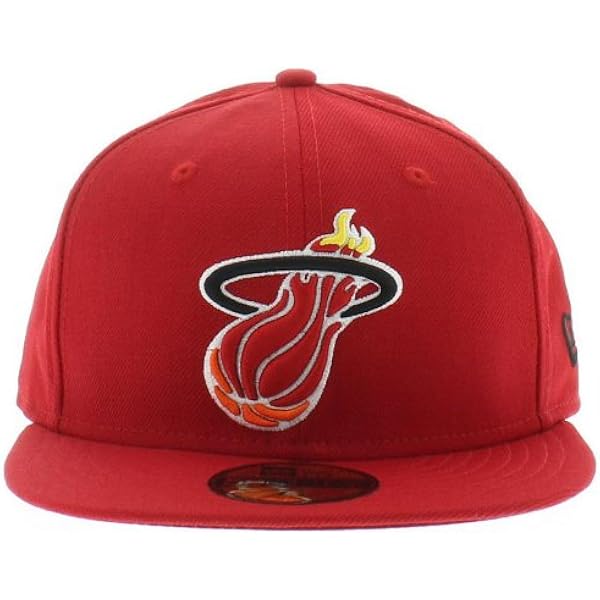 New Era Miami Heat 5950 Fitted Hat Size 7 1 2 Nba Authentic Gold Sticker Attached Sports Fan Beanies Clothing Amazon Com