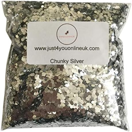 Extra Chunky Glitter Bags 0.083" / 2mm Flakes for Nails Art Craft Florist Festival 10 50 100g (Chunky Silver, 10g)