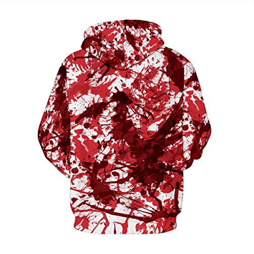 Jessie storee Helloween Hooded Sweatshirt Blood Drops Evil Eyes Red Lips Print Pullover Hoodie Women Men Couples Unisex Horror Clothing Large Size Sweater Loose Baseball Uniform Tide,G, XL