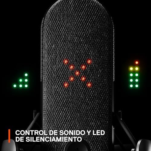 Steelseries alias ​​​​micro usb para pc — cápsula 3 vezes maior para jogos, streaming e podcasts — cancelamento de ruído ai — led mudo e controle de volume — suporte antivibração