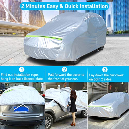 KAKIT SUV Cover Waterproof All Weather 5 Layers Windproof Dustproof UV Protection Universal Fit Full Car Cover with Door Zipper for SUV Up to 188"
