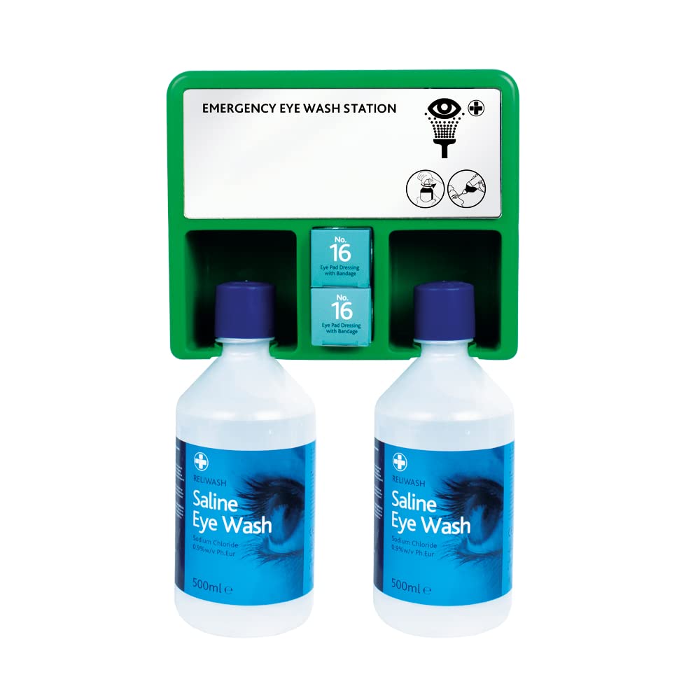 Reliance Medical Emergency Sterile Saline Eye Wash Solution Kit - Complete Eye Care Point, 2 Eye Wash & Mirror, Dual Purpose Eye Wash Station, Ideal For Minor Eye Problem, Irritation — image 1