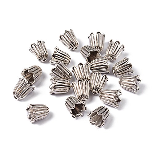 Pandahall 20pcs Tibetan Style Bead Caps, Lead Free and Cadmium Free, Antique Silver Jewelry Making End Caps, 10x10mm, Hole: 2mm