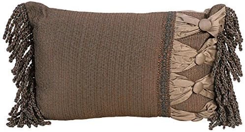 India House 18 by 12-Inch Rectangular Smoke Decorative Pillow with 3.5-Inch Bullion Fringe by India House