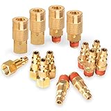 PowRyte 14-Piece 1/4-Inch Industrial Solid Brass Quick Coupler Set