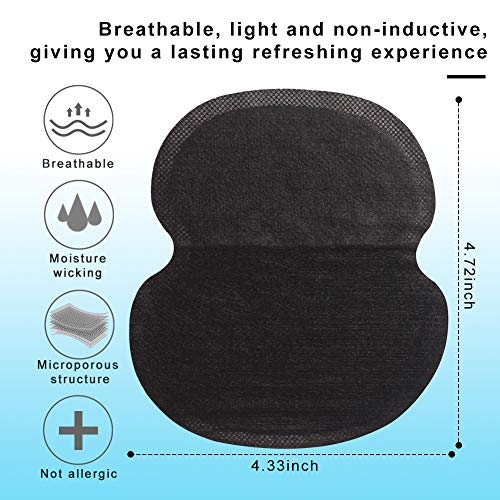 Armpit Sweat Pads, Disposable Underarm Sweat Pads for Women and Men, Non Visible, Sweat Free Armpit Protection (100pcs Black)