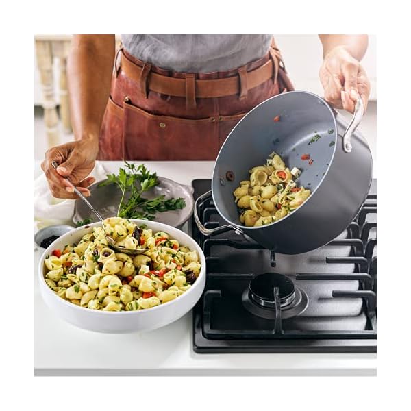 GreenPan-Casserole-Dish-with-Lid-Non-Stick-Toxin-Free-Ceramic-Casserole-Induction-Oven-Safe-Cookware-24-cm51-Litre-Grey GreenPan Valencia Pro Hard Anodised Healthy Ceramic Non-Stick 24cm / 5.1 Litre Stock Pot with Lid, PFAS-Free, Induction…