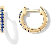 PAVOI 14K Gold Plated 925 Sterling Silver Post Huggies | Cubic Zirconia Huggie Earrings for Women | Green, Garnet, Spinel Blue, Black, Multicolored Stones