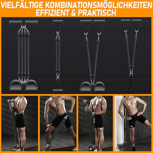 2026 Resistance Band with Handle Set, 45 kg Adjustable Sit-Up Training Device, 4-Tube Pedal Resistance Device Resistance Bands with Training Instructions - Abdominal Trainer Fitness Equipment for Home