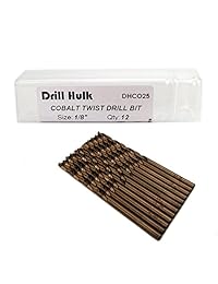 Brocas de acero al cobalto M35 de 1 8 pulgadas, longitud de la barra para metal duro, acero inoxidable, paquete de 12