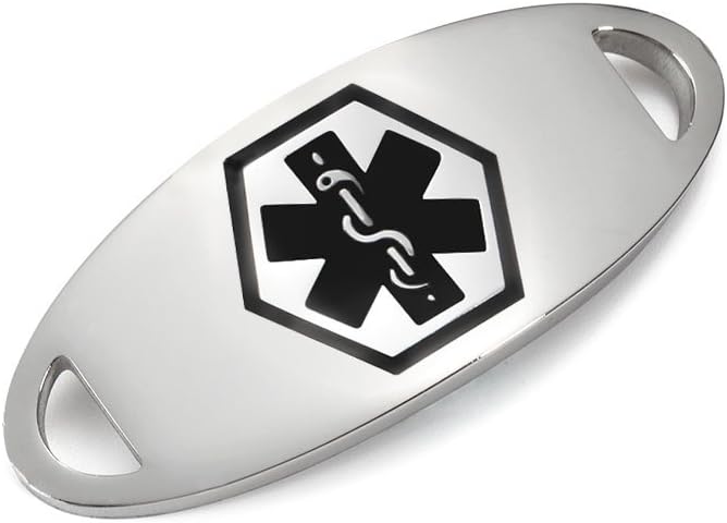 BAIYI Stainless Steel Black Caduceus Medical Alert ID Tag for Custom Bracelet Free Engraving