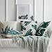 MIULEE Pack of 4 Tropical Leaves Series Throw Pillow Cover Decorative Cotton Linen Burlap Square Cushion Cover Pillow Case for Car Sofa Bed Couch 18 x 18 Inch