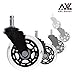 AXL Wheels for Office Chairs 3 inch PU Rollerblade Style casters (Set of 5), Safe for All Hardwood Floors, Black/Clear