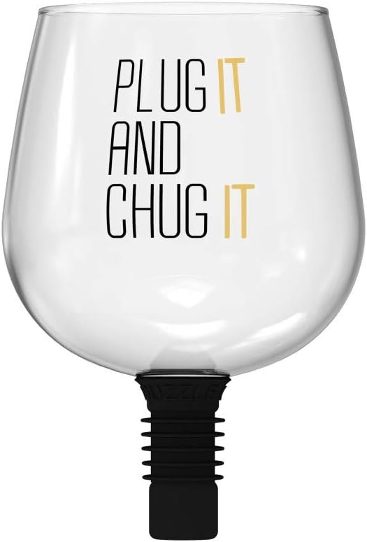 Guzzle Buddy BGA-154172 Plug It & Chug Wine Bottle Glass, One size, Clear