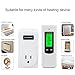 FLOUREON RF433MHz Wireless Thermostat RF Plug Electric Heating and Cooling Temperature Controller LCD Display Green Backlight (TS-808, White)