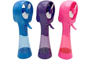 SEITG 3 Pack Elite Battery Powered Handheld Water Misting Fans Personal Outdoor Cooling Fan (Blue/Purple/Pink)