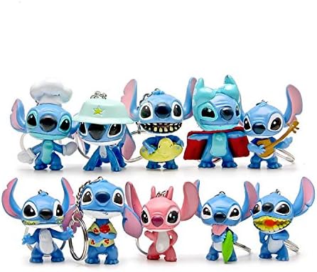 10 Pcs/set Disney Lilo &amp; Stitch Action Figure Keychain Pendants Kids Doll