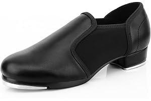 Keemi Tap Dance Shoes for Girls Boys,Non-Slip PU Leather Jazz Dance Tap Shoes for Unisex-Child, Black
