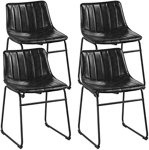 Yaheetech 18″ PU Leather-based Eating Chairs Armless Chairs Indoor/Outside Kitchen Eating Room Chairs with Metallic Legs Upholstered, Set of 4, Black
