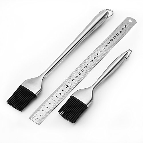 HQY 2 Pack Heavy-Duty BBQ Basting Brush,12 Inch & 7 Inch-Great for BBQ Meat,Cakes and Pastries - Thumbnail 2